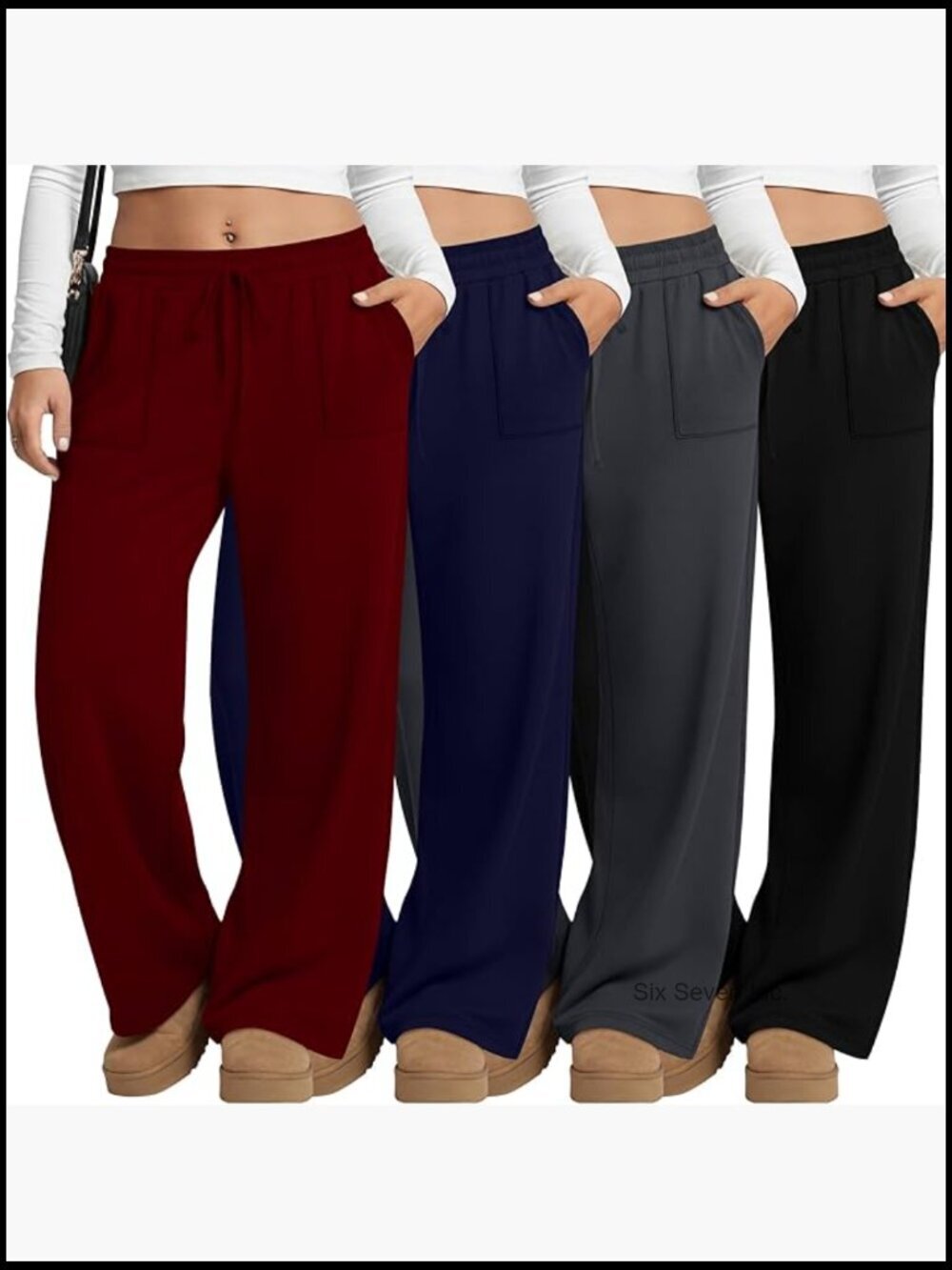 Plus Size Drawstring Yoga Pants with Pockets Wide Leg Sweatpants Lounge